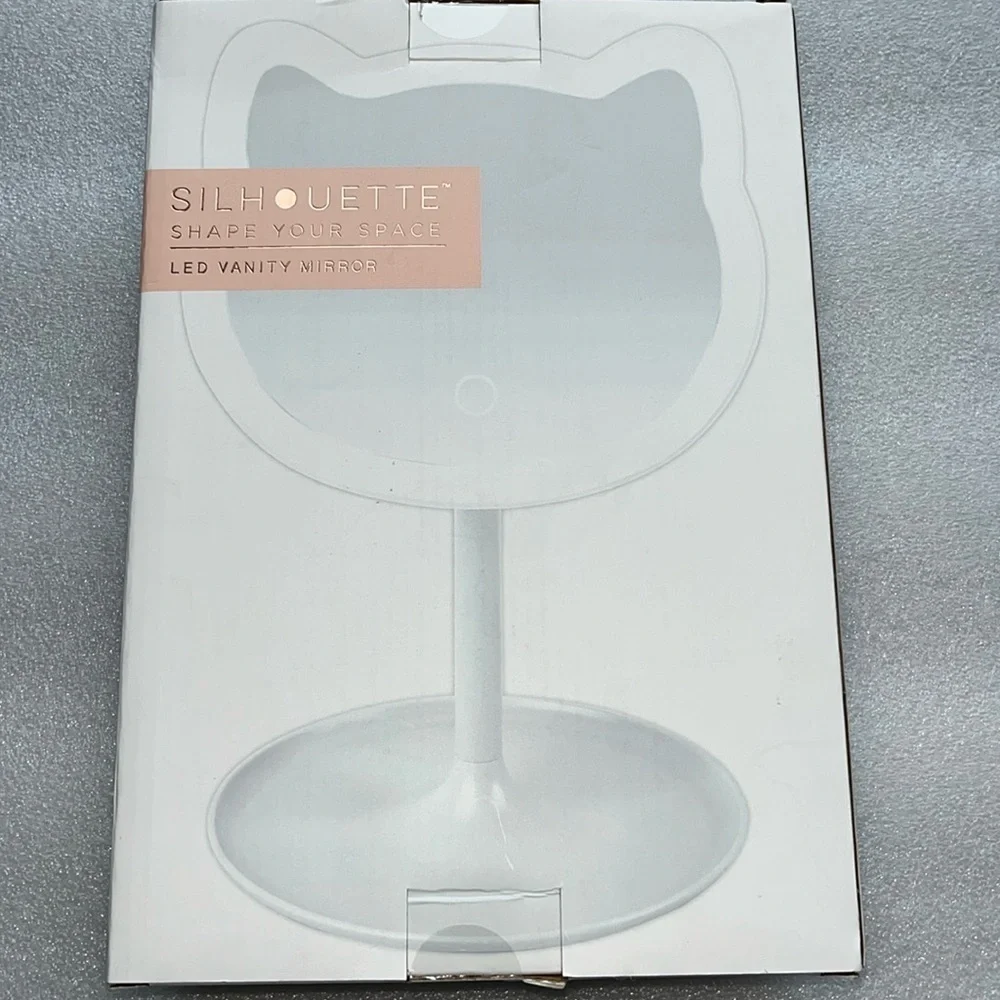 🆕 Silhouette LED Vanity Cat Mirror Shape Your Space White Accessory Tray Stand